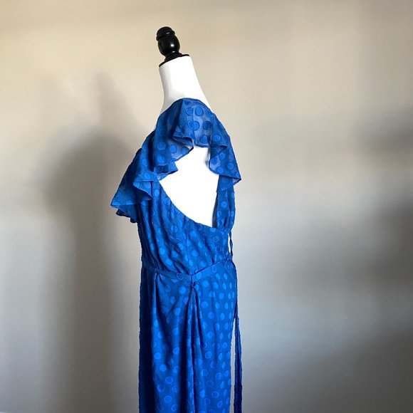 Cooper Street Blue Liberty Manhattan Frill Wide Leg Polka Dot Jumpsuit - Picture 6 of 9